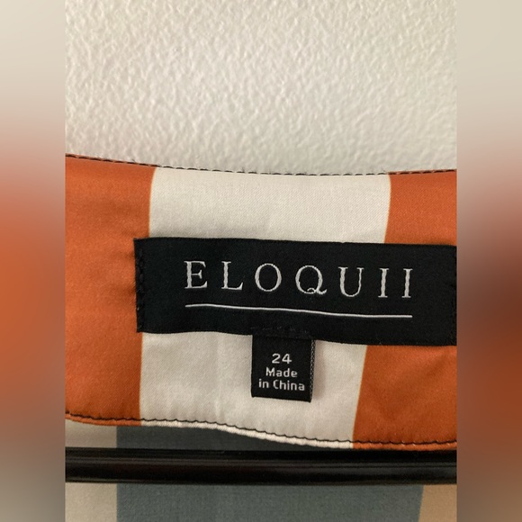 Eloquii Orange Black and White Striped Blouse, Size 24 - Picture 3 of 8